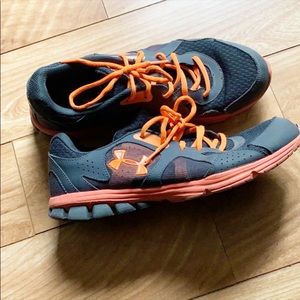 Under Armour Grey/Orange Mens Running Sneakers 10
